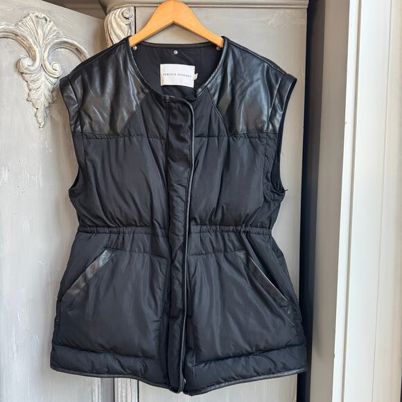 Rebecca Minkoff Puffer Coat MED Women Black Down Mia Coat Removable Hood Sleeves - Picture 5 of 14